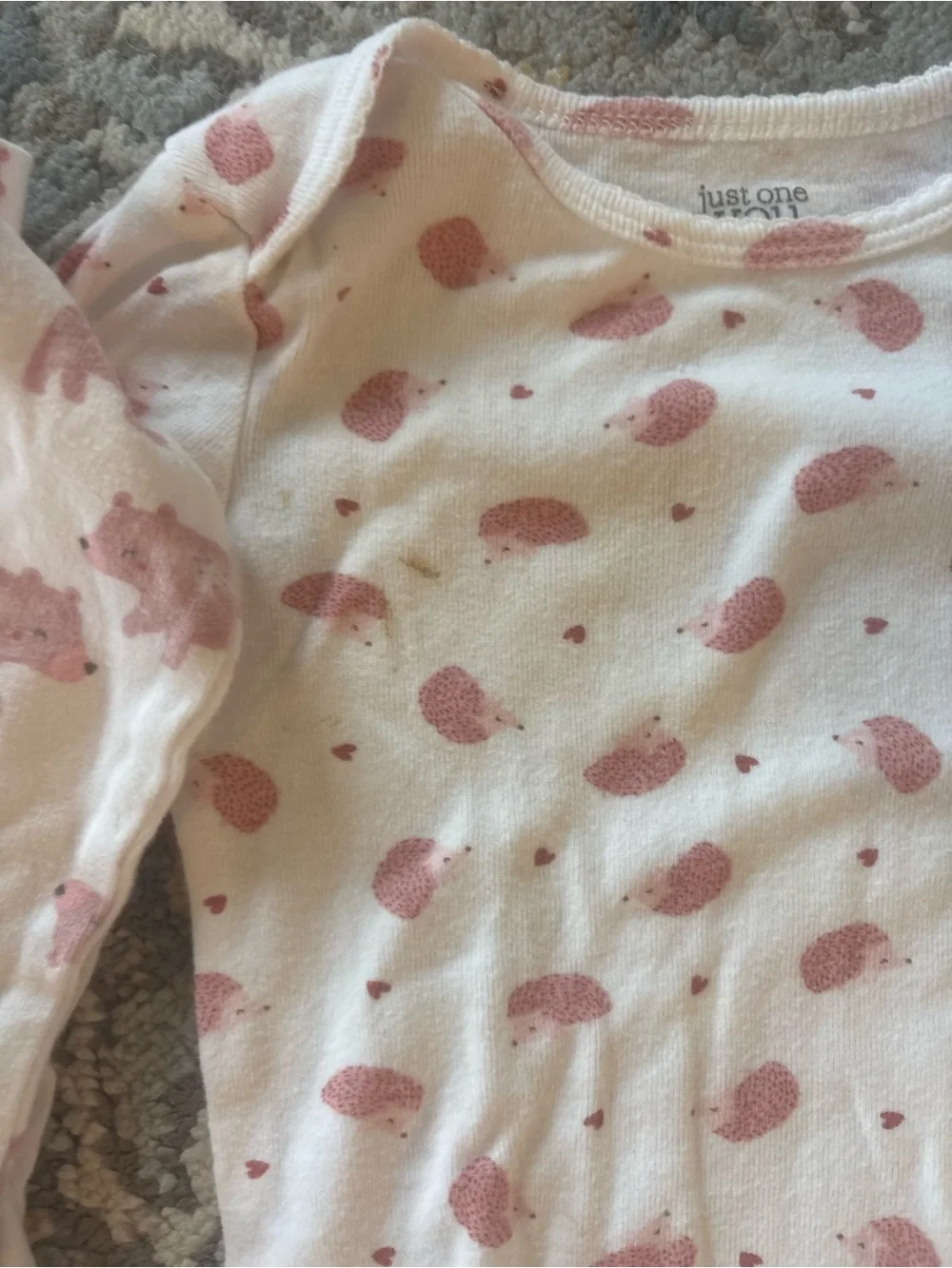 Carter's White Long-Sleeve One-Piece Bodysuits with Pink Bear & Dot Prints